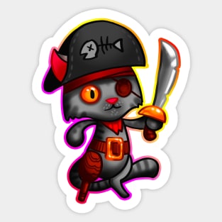 Cat pirate with outline Sticker